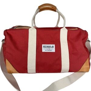 Steele Canvas Weekender Duffel Bag Nantucket Red Leather Base USA Made